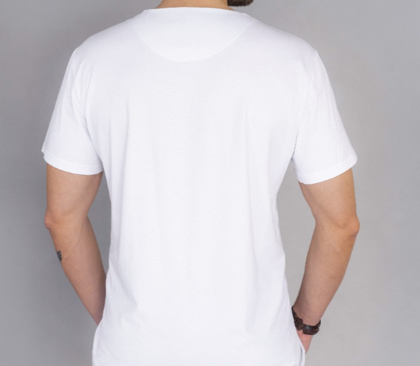 Мужская белая футболка из органического хлопка с V вырезом Uzor Wear